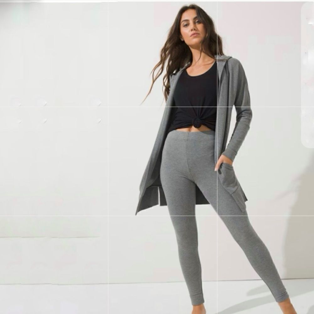 Soma Heather Graphite High Rise Fleece Leggings NWT